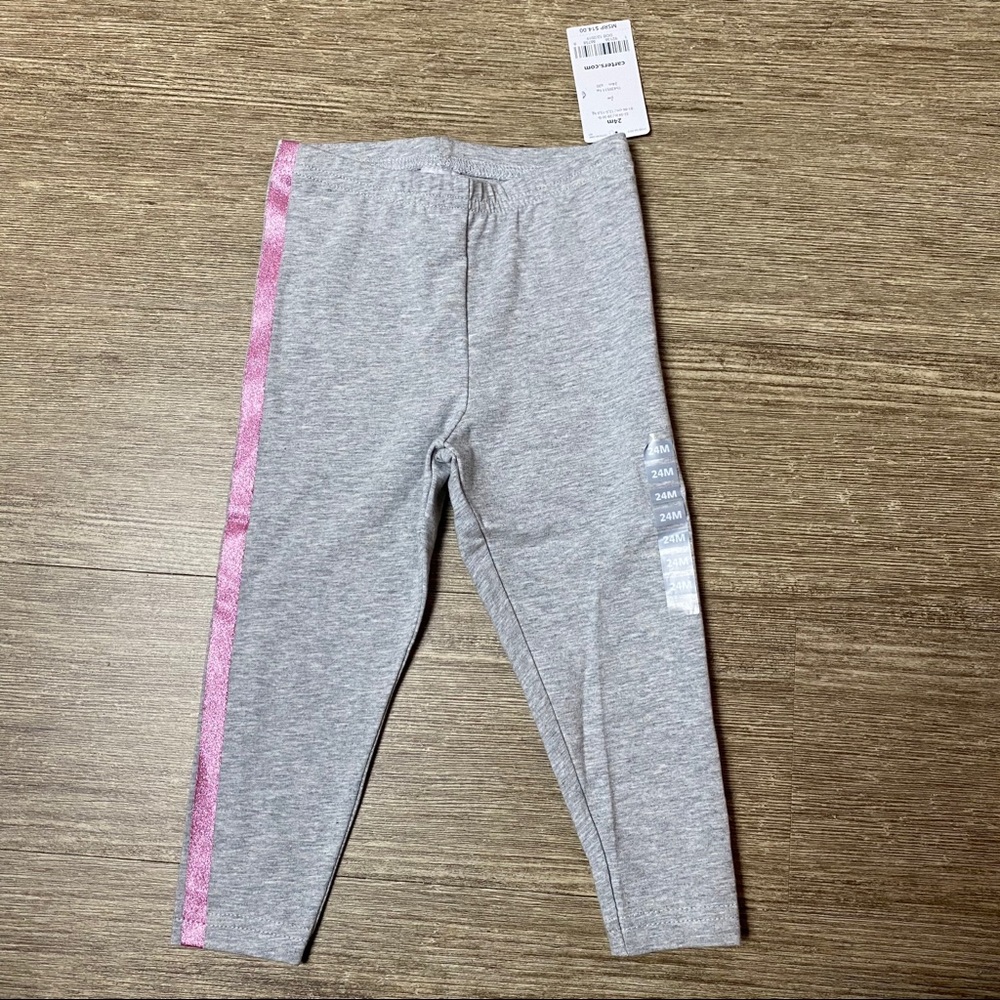 Carter’s Toddler Girls Gray and Pink Glitter Leggings